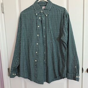 Brooks Brothers Green and White Casual Button Down Shirt